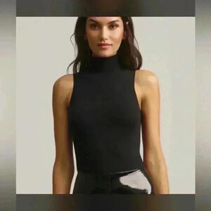 Commando Minimalist Top Sleeveless Turtleneck Black Tank Size L/XL